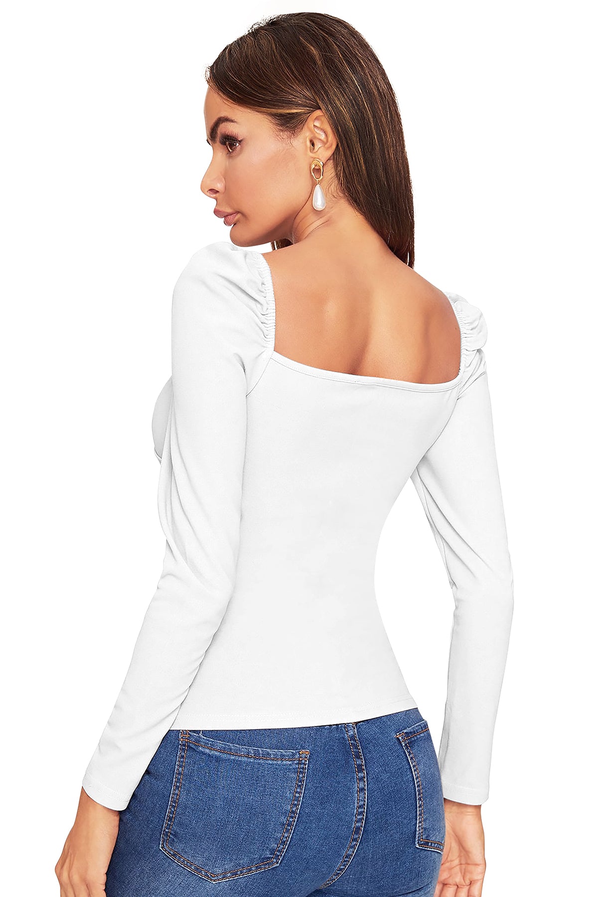 Women's V-Neck T-Shirt | White | Full Sleeves