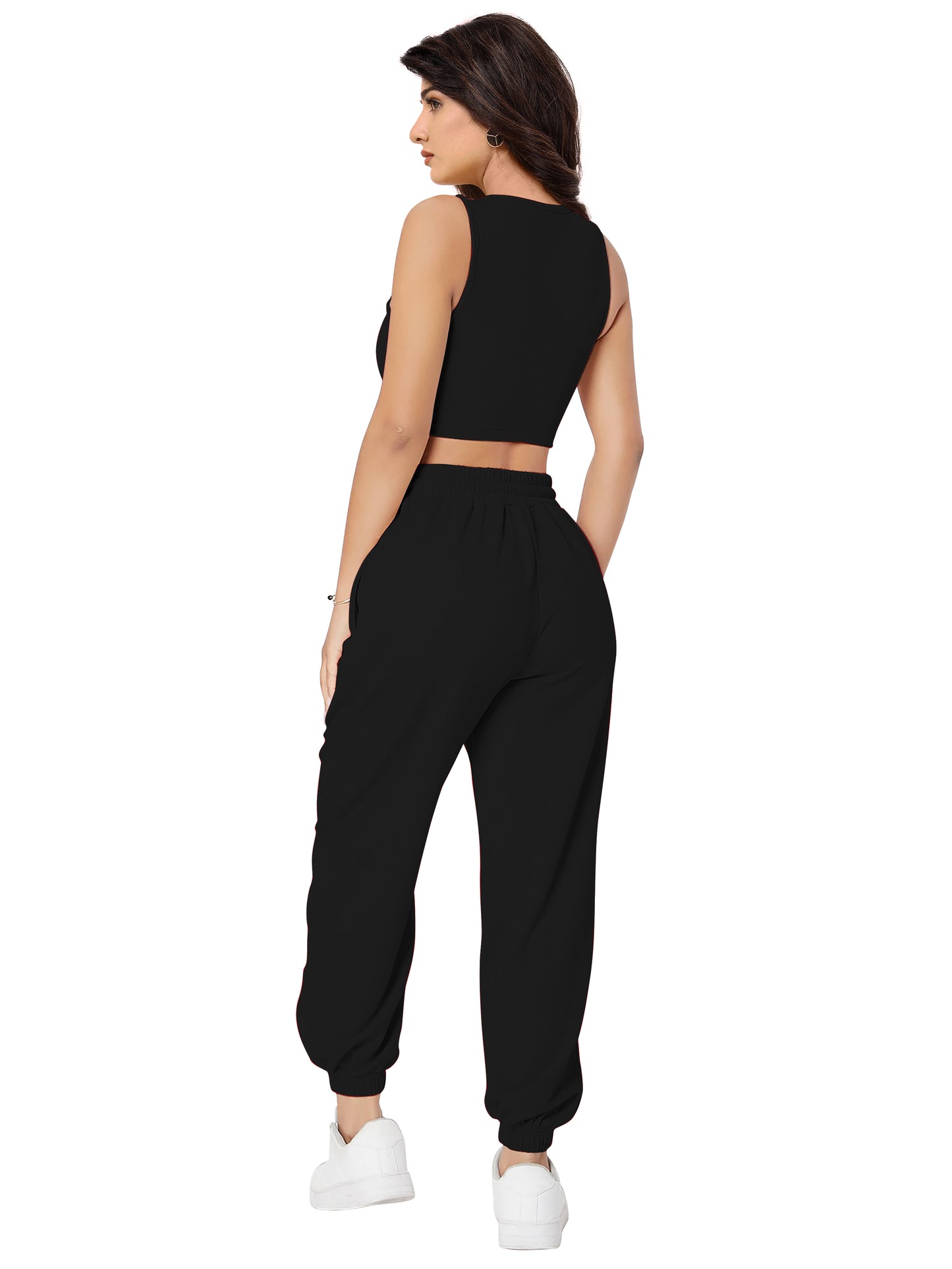 Crop Top & Jogger Cord Set DD 13 - Black