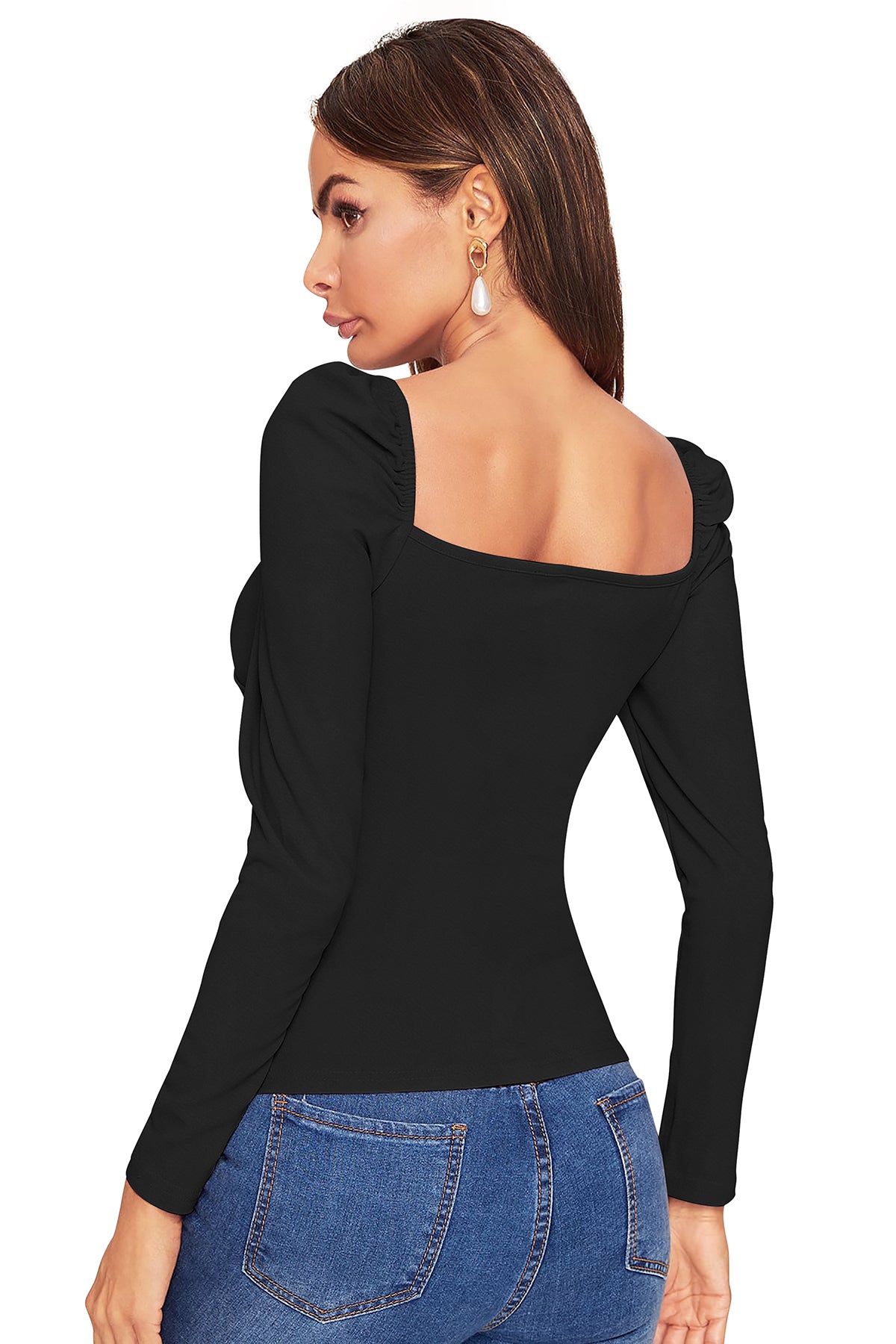 Women's V-Neck T-Shirt | Black | Full Sleeves