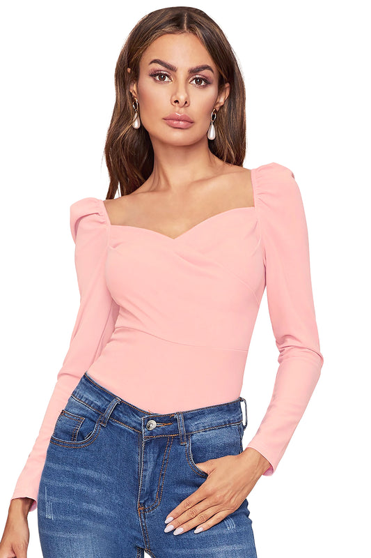 Women's V-Neck T-Shirt | Peach | Full Sleeves