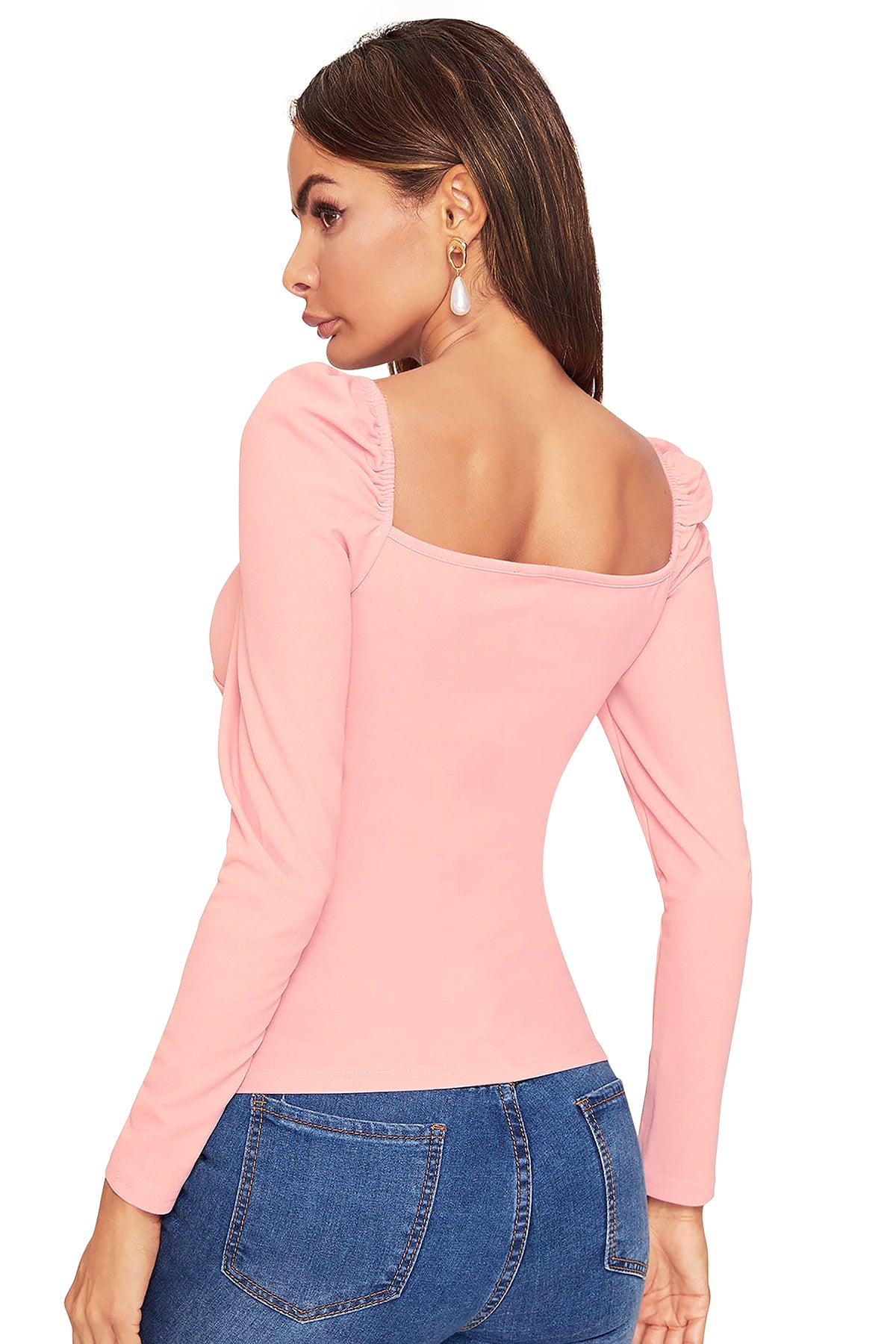 Women's V-Neck T-Shirt | Peach | Full Sleeves