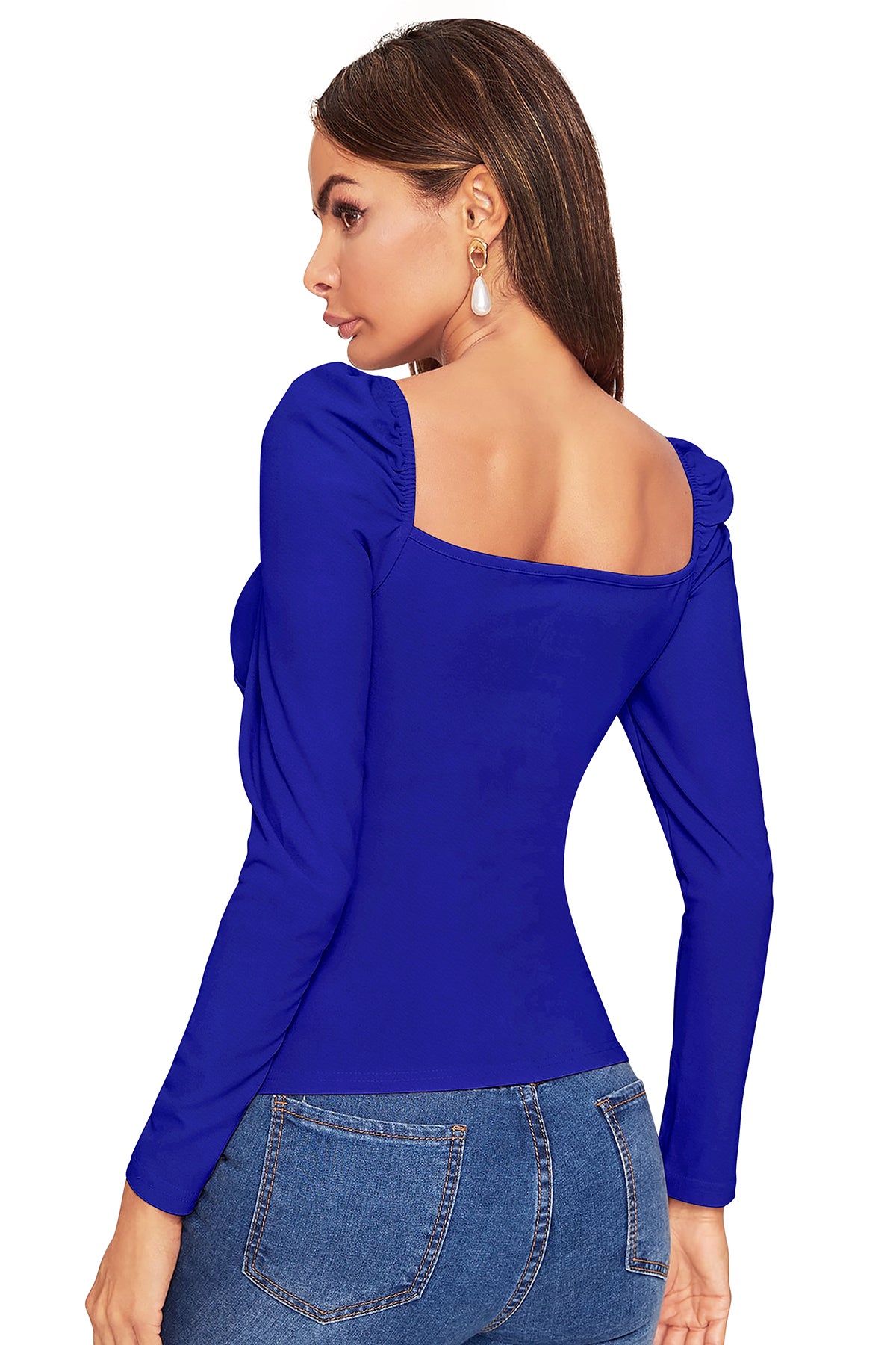 Women's V-Neck T-Shirt | Royal Blue | Full Sleeves