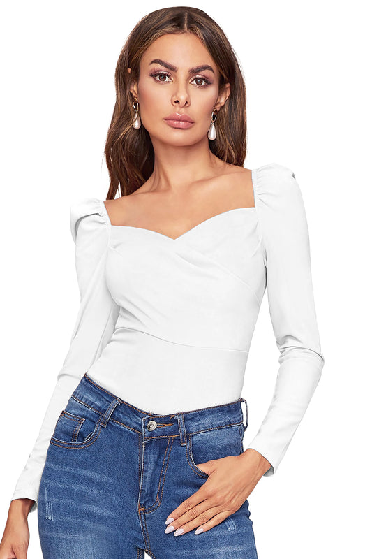 Women's V-Neck T-Shirt | White | Full Sleeves