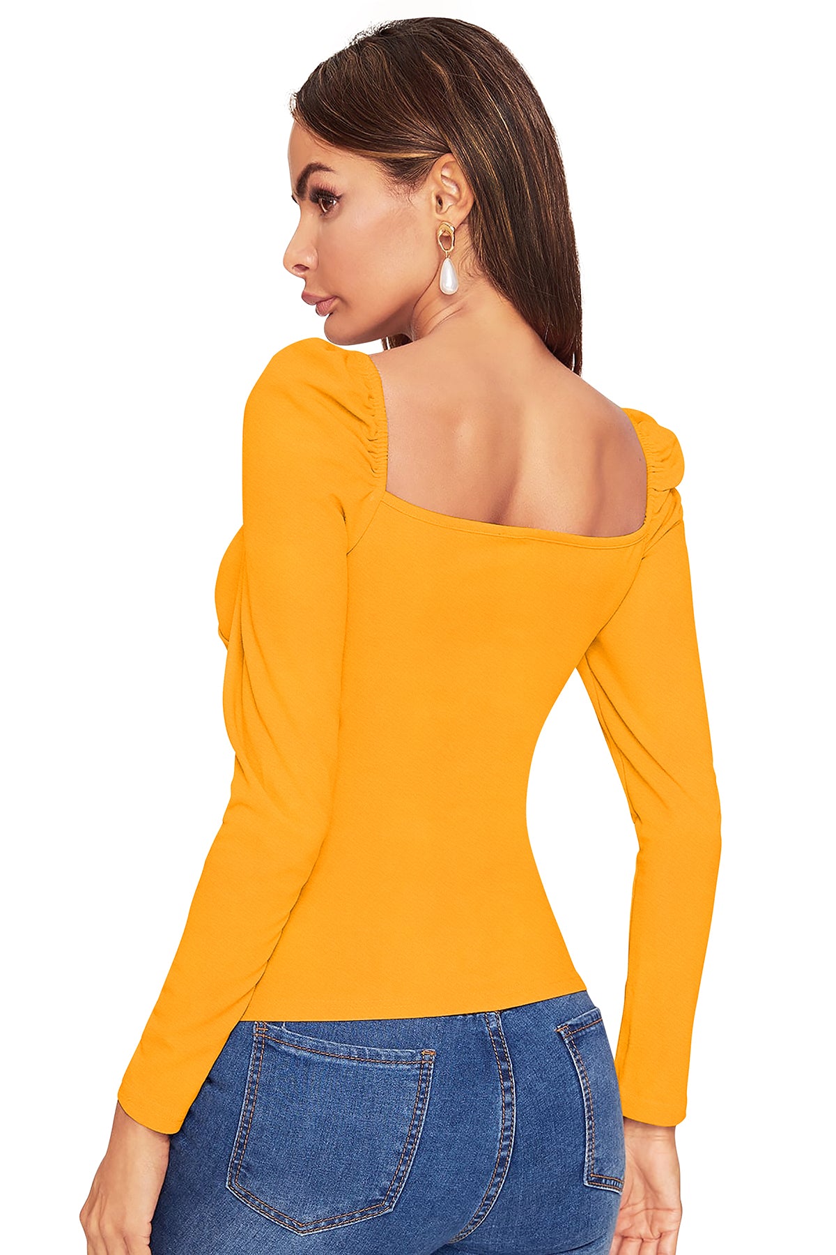 Women's V-Neck T-Shirt | Yellow | Full Sleeves