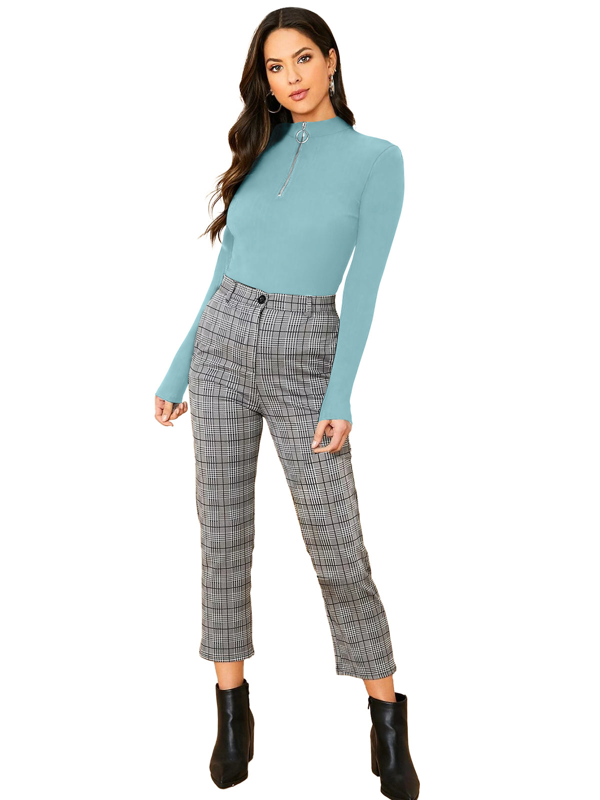 Women's Mock Neck Zip Top | Pista | Full Sleeves