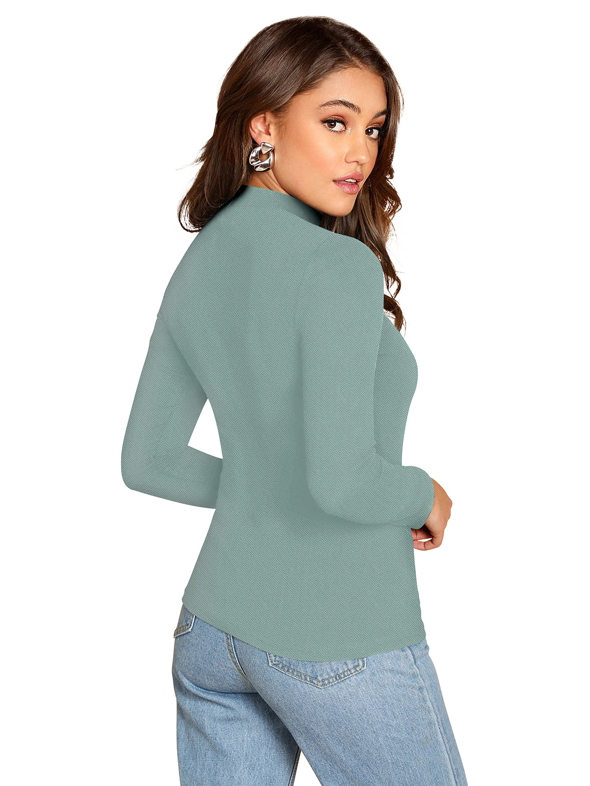 Full Sleeves Choker Neck T-Shirt 5181 - Pista