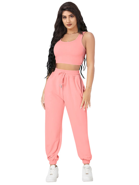 Crop Top & Jogger Cord Set DD 13 - Peach