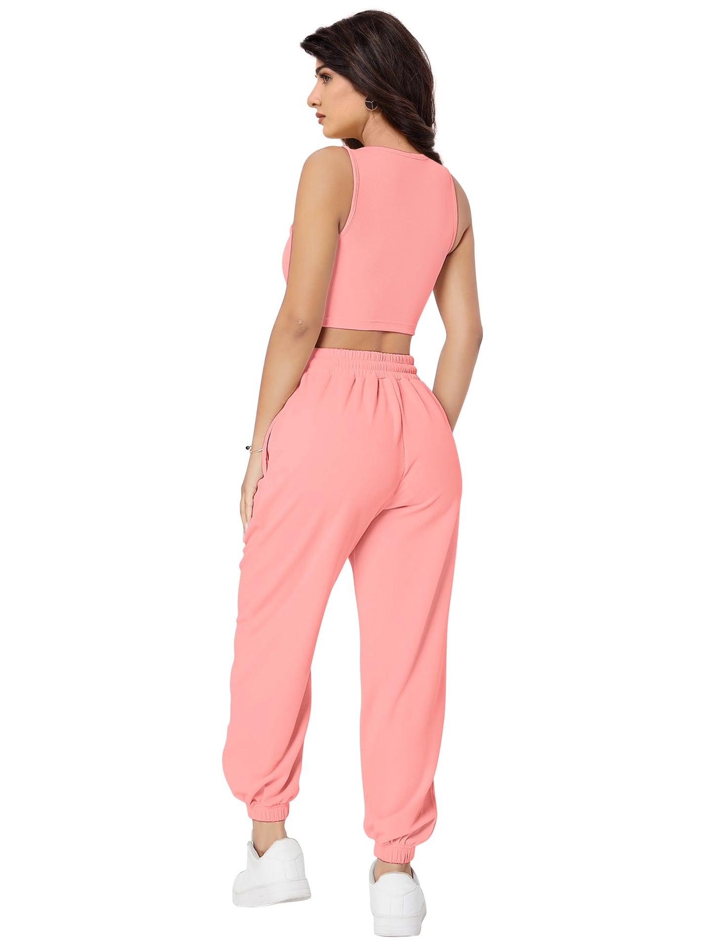 Crop Top & Jogger Cord Set DD 13 - Peach