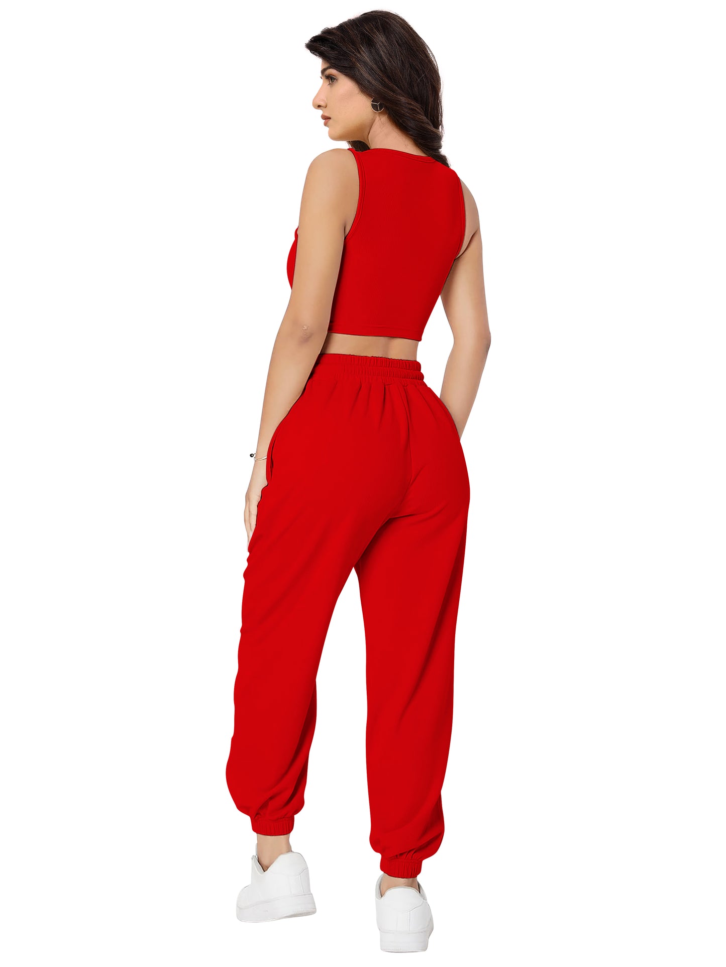 Crop Top & Jogger Cord Set DD 13 - Red