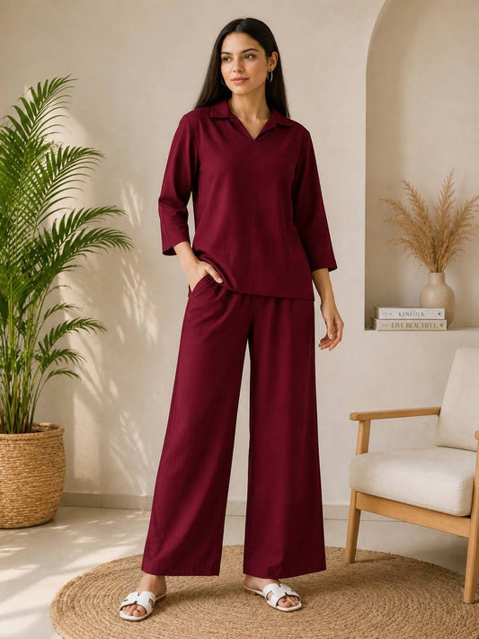 Kitkat Top-Plazoo Maroon Co-ord Set