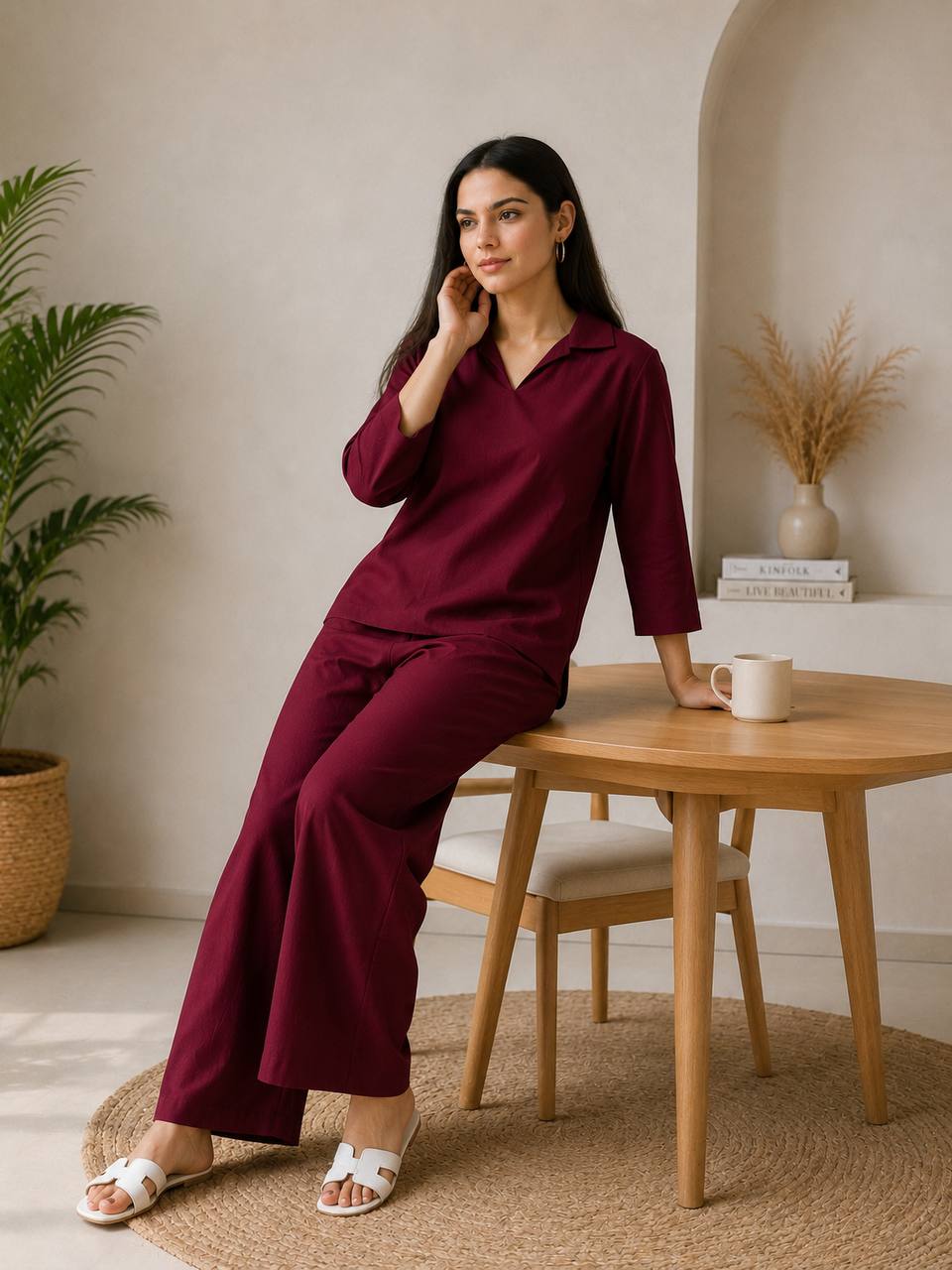 Kitkat Top-Plazoo Maroon Co-ord Set