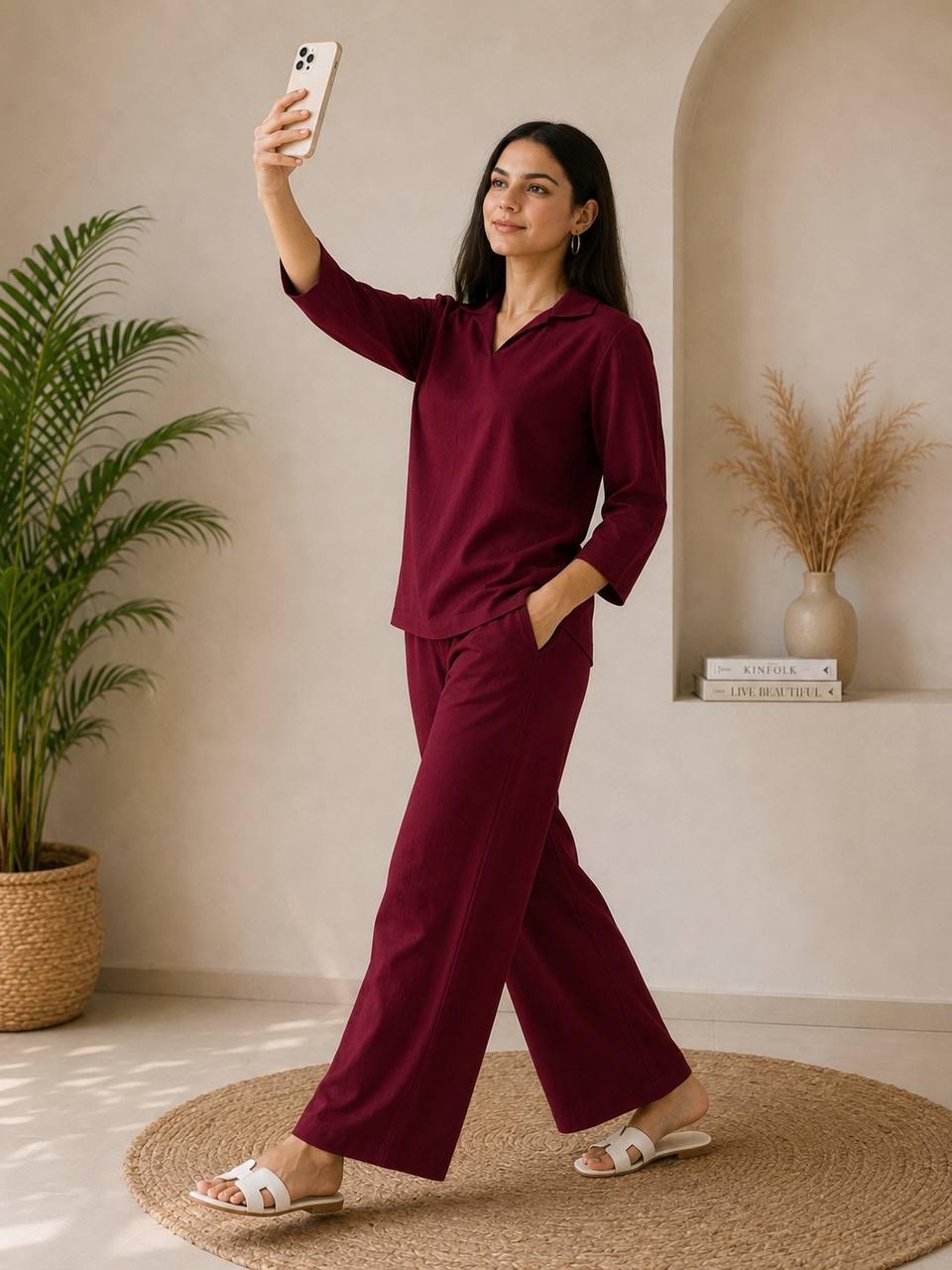 Kitkat Top-Plazoo Maroon Co-ord Set